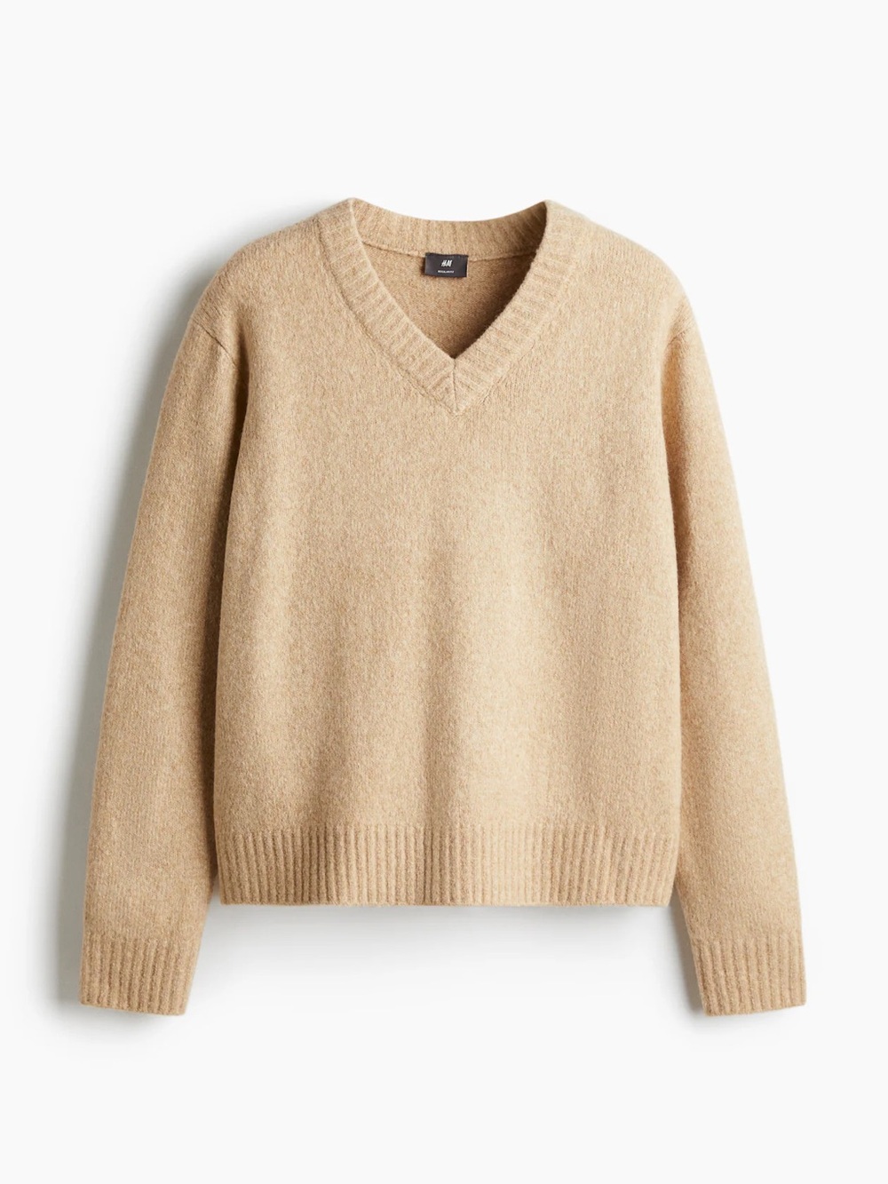 H&M V-Neck Sweater in Camel Beige